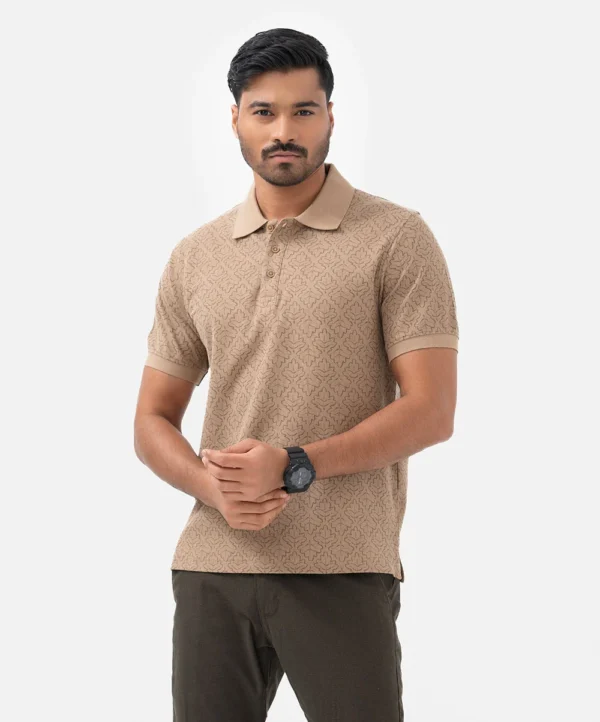 Brown Cotton Short Sleeve Polo